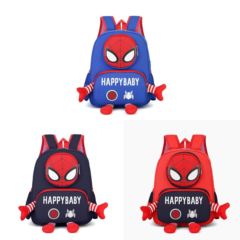 Spider Man 3d Pattern Kids Backpack With Breathable Nylon For Kindergarten And Elementary Use
