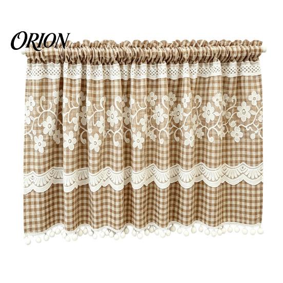 Bandeau à carreaux Rideaux Rideau floral, Bandeau de fenêtre style ferme, 1 panneau, Léger pour cuisine Rideau filtrant avec tunnel pour tringle Salle à manger Chambre à coucher