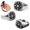 Men's Stainless Steel Viking Style Ring With Nautical Compass And Cross Design