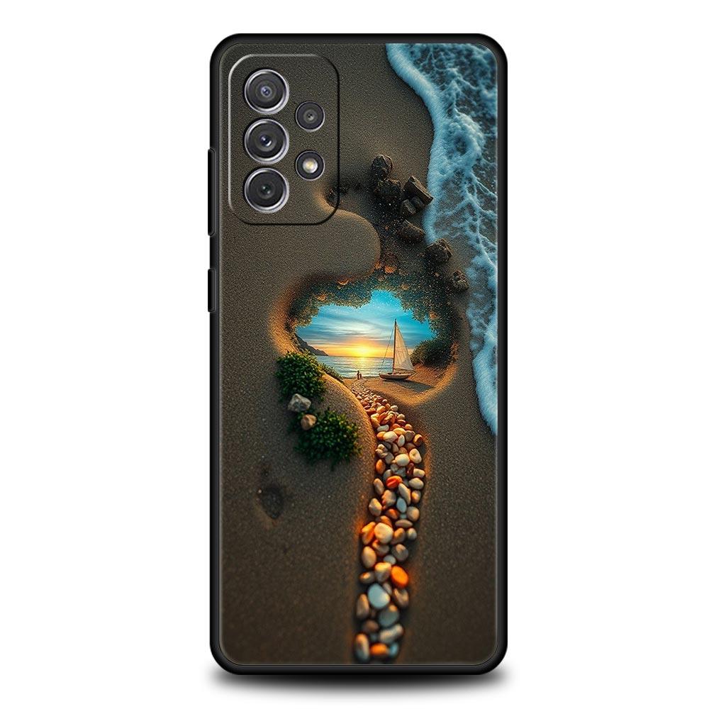 Ocean Coastal Seashell Seaweed Pattern Phone Case for Samsung Galaxy A55 A35 A15 A14 A13 A25 A54 A51 A71 A72 A73 A32 5G Soft TPU