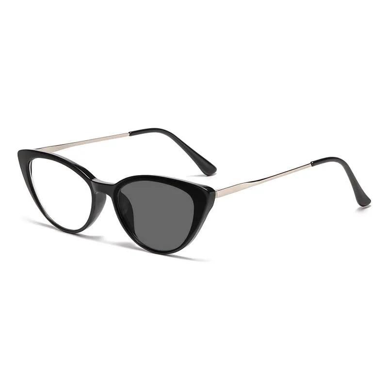 Versatile Business Cat-eye Frame Light-sensitive Myopia Glasses for Women and Men Blue Light Blocking Near Sight Eyeglasses