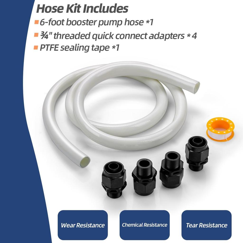 353020 Pool Booster Pump Hose Kit Replacement for Pen-tair Booster Pump & Polaris Pool Cleaner - 6-foot Pool Hose & 4 Hose Adapters