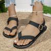Women's stylish and comfortable flat buckle beach sandals with clipped toes
