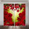 2stk Red Rose Abstrakt Marmormønster Gardiner Stanglomme Valentinsdagsdekorasjon Trykt Lysfiltrerende Kjøkkengardin
