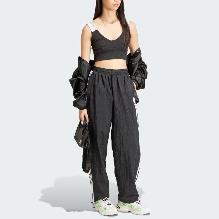 Adidas Originals Tape Bra Top Color Block Shoulder Strap Knitted Casual Sports Bra Women Underwear Black IT7299