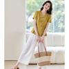 Elegant Retro Chinese Style V-Neck Blouse