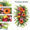 45cm Artificial Fall Swag Harvest Teardrop Wreath Autumn Sunflower Wreath Door Hanging Ornaments Fall Teardrop for Thanksgiving Fall Festival Decor