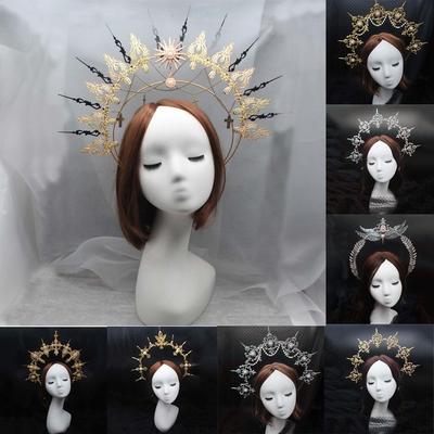 Handgjord Vintage Gotisk Lolita Tiara DIY Krona Materialkit Solgudinna Huvudprydnad Bröllopshuvudprydnad