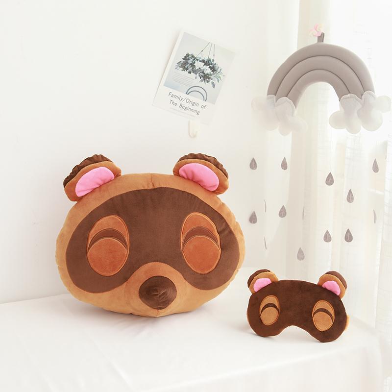 30cmDropshipping Animal Crossing Plush Toy Raccoon Plush Pillow & Eye Mask Stuffed Animal Toy Kawaii Gifts
