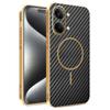 Carbon Fiber Texture Leather for Magsafe Case for Redmi Turbo 5 5Max 15 15C A5 Note 15 Pro Plus 14S 14Pro Plating Frame Cover