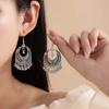 Earrings, Ethnic Style Tassel Hook Earrings, Miao Silver Electroplated Metal Bell, Vintage Yunnan Travel Vacation Accessories