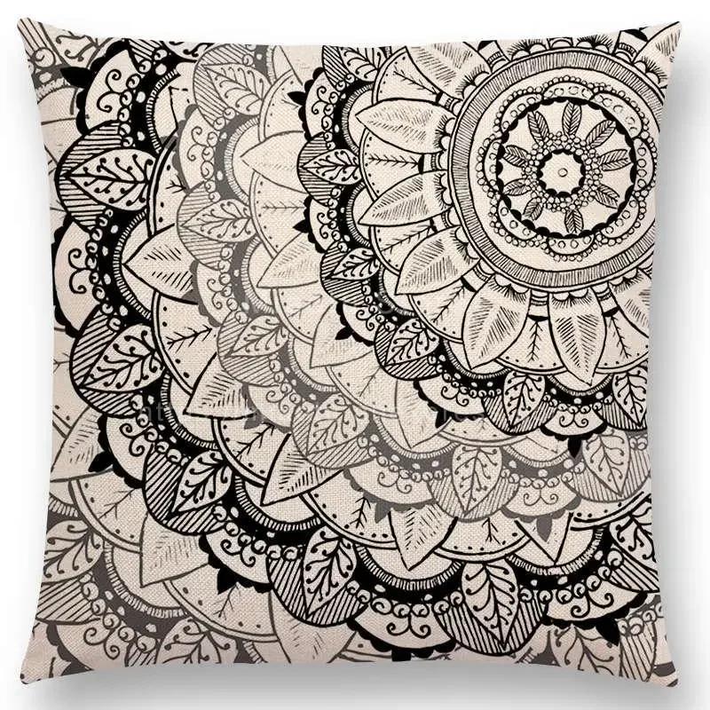 Mandalas Druck Kissenbezug Boho Stil Blume Hoffnung Bunt Wahre Seele Leben Lachen Lieben Freigeist Traum Floral Kissenbezug