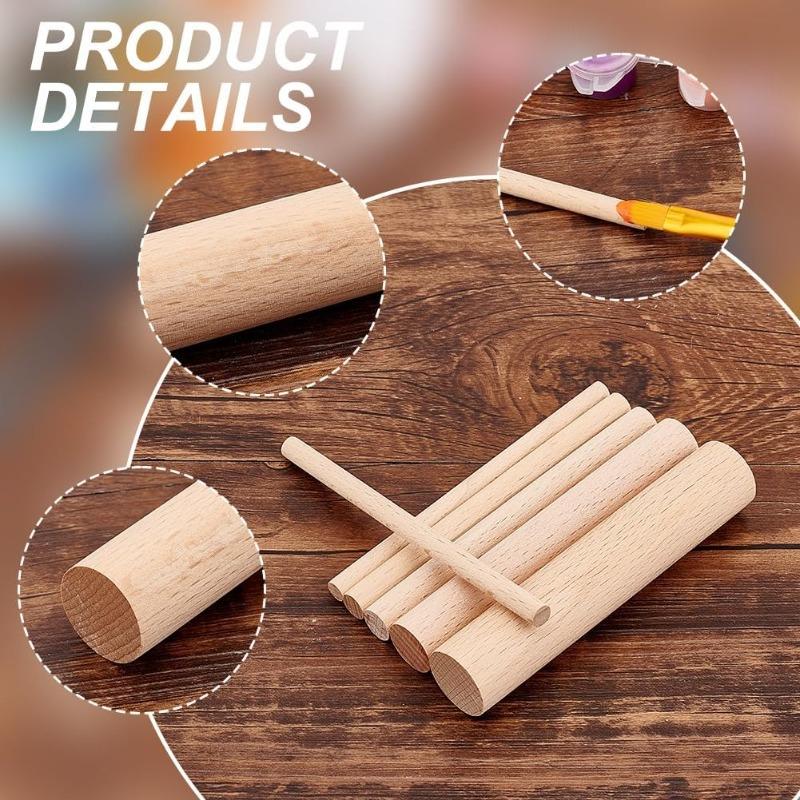10pcs Wooden Dowel Rods, Unfinished Hardwood Sticks Dowel Rods Wood Sticks for Craft and DIY Macrame Dowel Wooden Poles