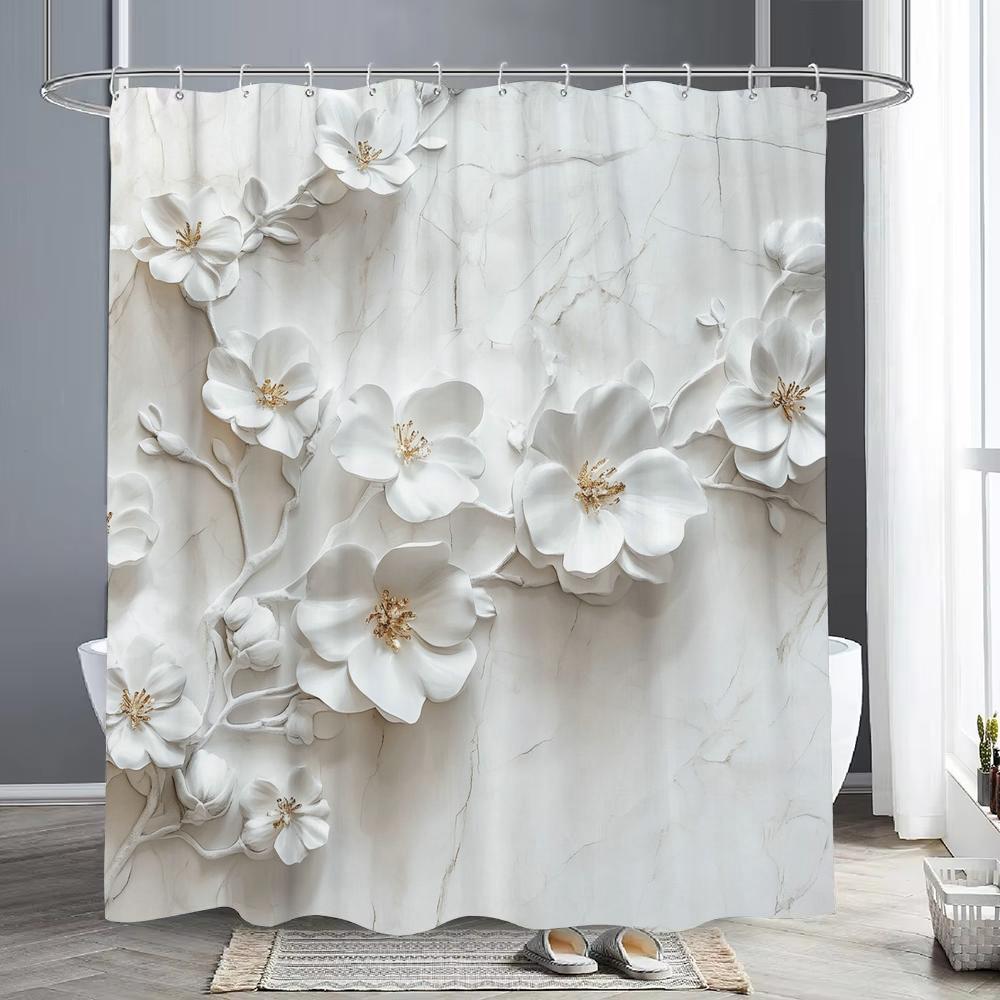 

Beach Shower Curtain, Starfish Seashells Coral Ocean Bathroom Decorative Shower Curtain, Waterproof Shower Curtain With Hooks W60H190(CM)-1 Pcs