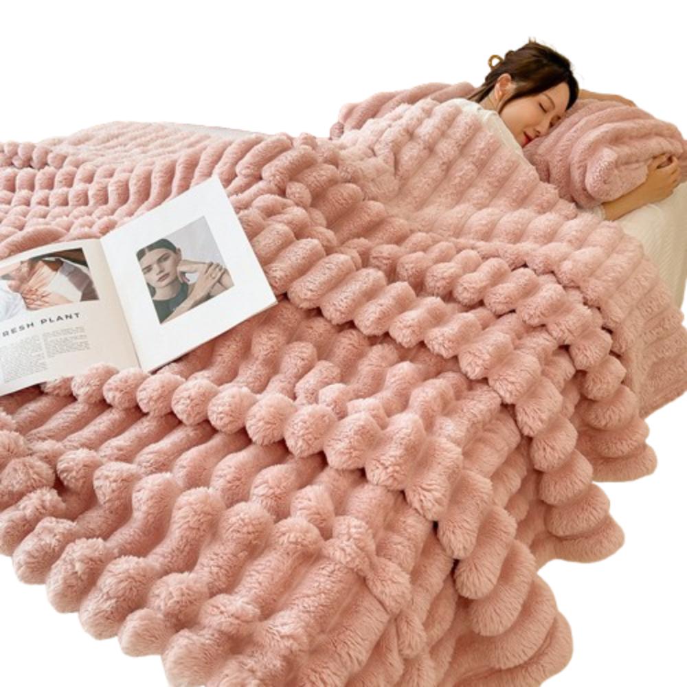 Plush Nap Blanket 200x150cm Bed Sheet Cover Blanket Simple Faux Rabbit Fur Blanket Living Room