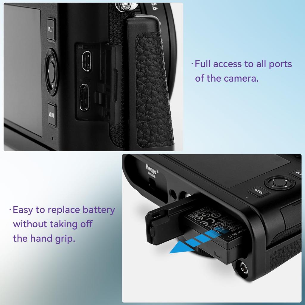 Haoge Handle Hand Grip with Grip Bracket for Leica 8 Camera Body HG-D8 L-Shaped D-Lux