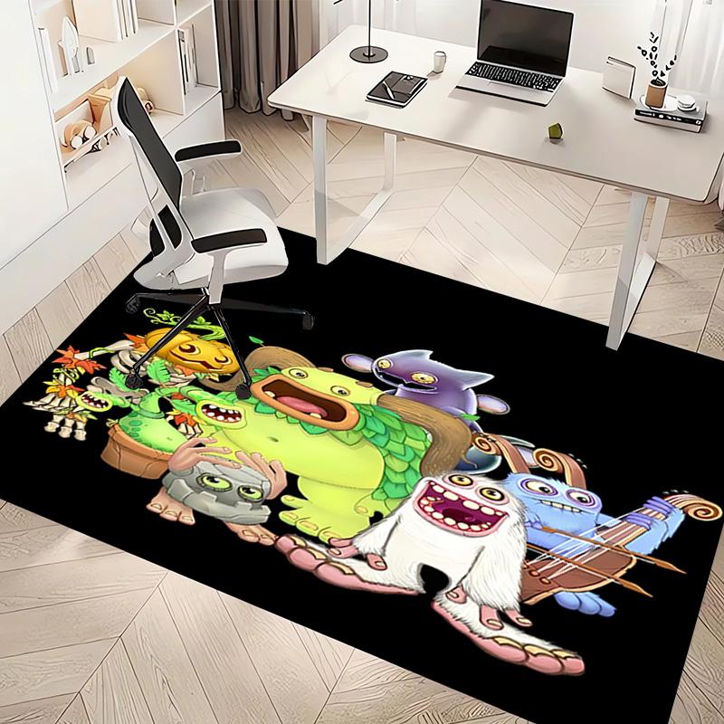 1pc My Singing Monsters Print Area Rug - Soft, Washable Non-Slip Indoor Mat, Living Room, Home Office Decorative Rug,Office Decorative