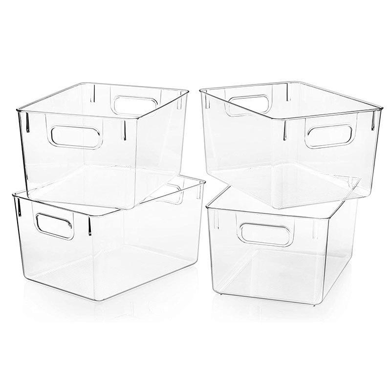 Transparent PET Storage Box for Books, Snacks, Fruits, Vegetables, and Kitchen Organization