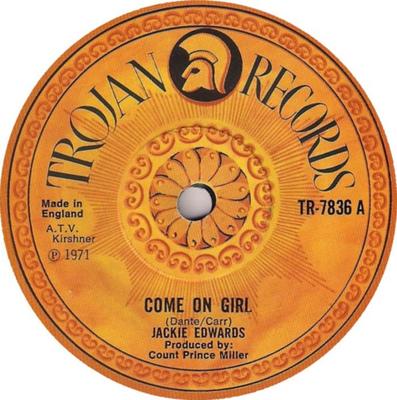 7inch Record JACKIE EDWARDS - Come On Girl / So Many Days TR7836 Trojan Records 1971 UK Reggae, Ska & Dub Used