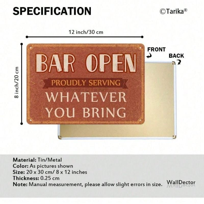 Metal Wall Art Sign, Vintage Tin Poster 8x12 Inch, Retro Bar Decoration, Gift for Men