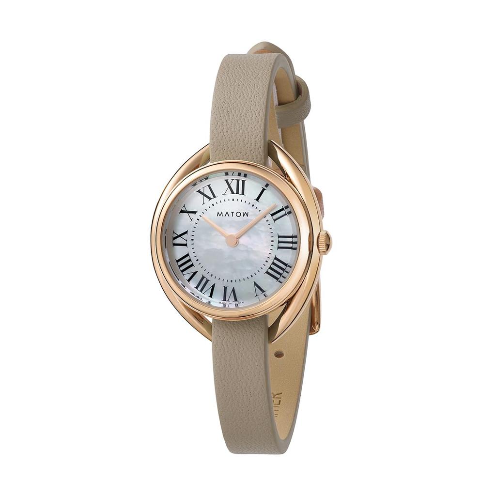 Authorized Dealer Matow Watch Solar Powered Watch Leather Strap Mw001006gryrg Round Rose Gold Breath [MATOW] Women's [Shiki] White/Baby's
