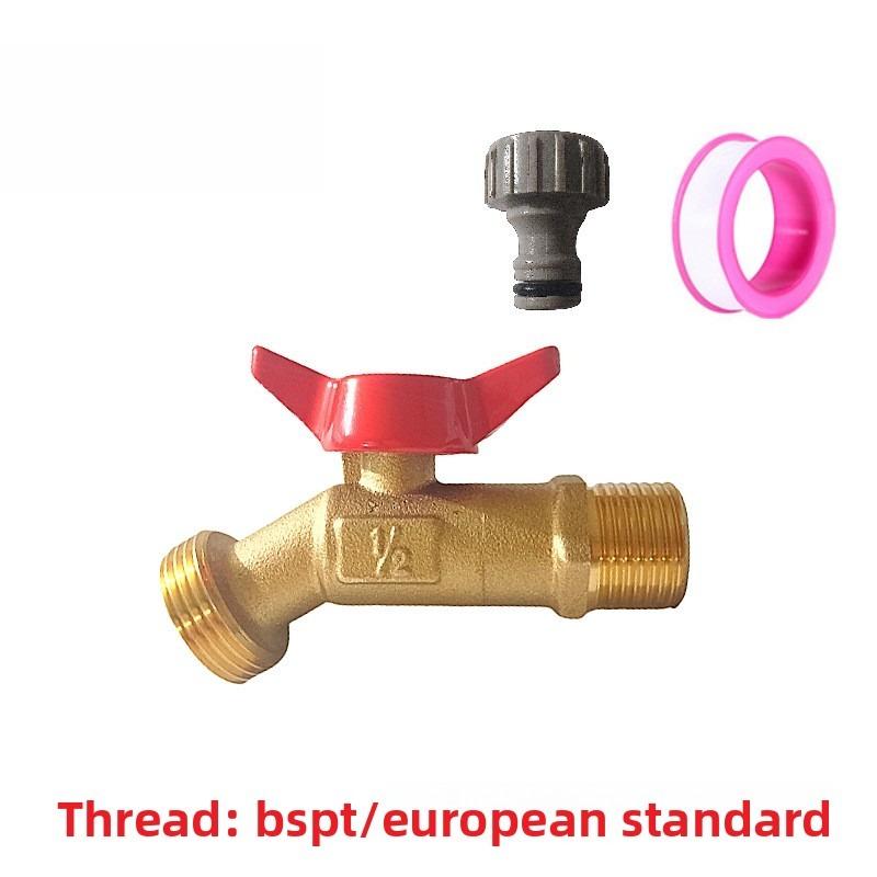 European American Brass Ball Valve Quarter Turn Water Tank Spigot Rain Barrel with Bulkhead Fitting 1/2in 3/4in Male Thread