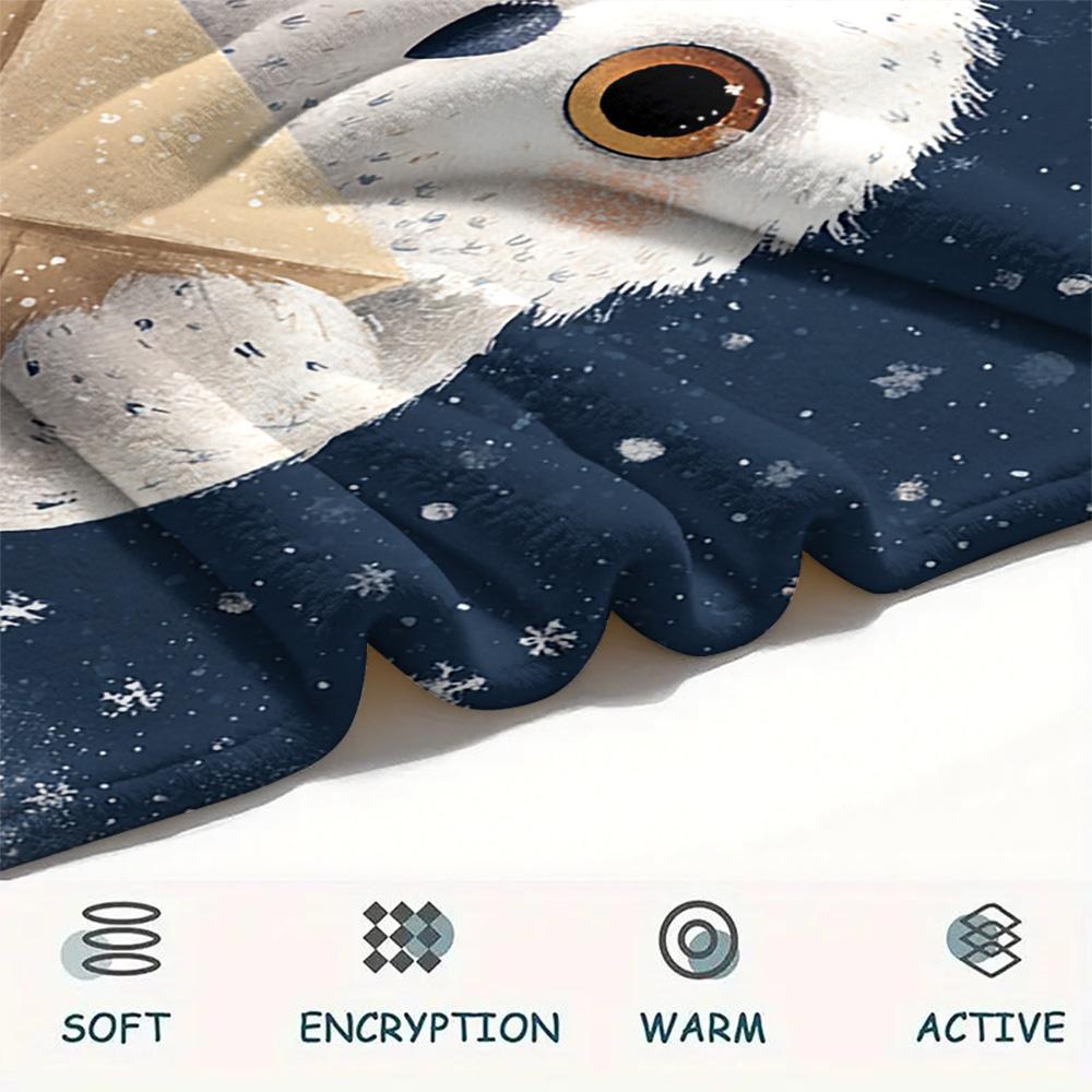 Eulen-Print Flanelldecke, Hohe Qualität, Bequem für alle Jahreszeiten, Heimdekoration, Wärme und Komfort, Perfekt für Weihnachtsgeschenke