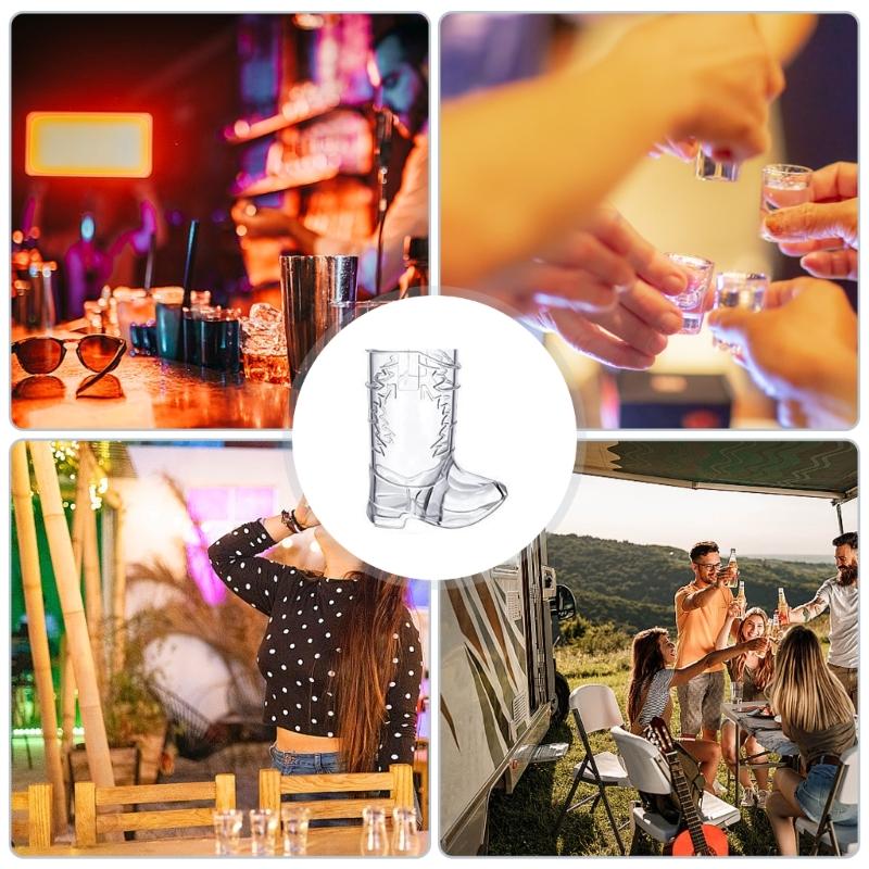6Pcs Drinking Cups Plastic Shot Glasses Cowboy Boot Shape Plastic Party Cups Plastic Beer Cup Western Party Supplies