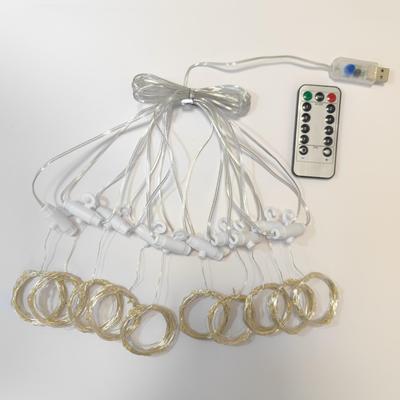 LED Kupferdraht Vorhang Lichterkette mit USB & Fernbedienung, 3x3m, für Weihnachten, Hochzeit, Schlafzimmerdekoration