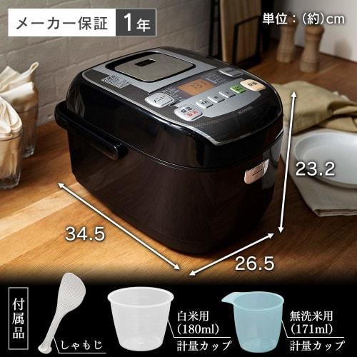 Iris Ohyama Pressure IH Rice Cooker, 5.5 Cups, Pressure IH Type, Cooking Function for 31 Brands, Extra Thick Pot, Large Firepower, Brown Rice, Black R