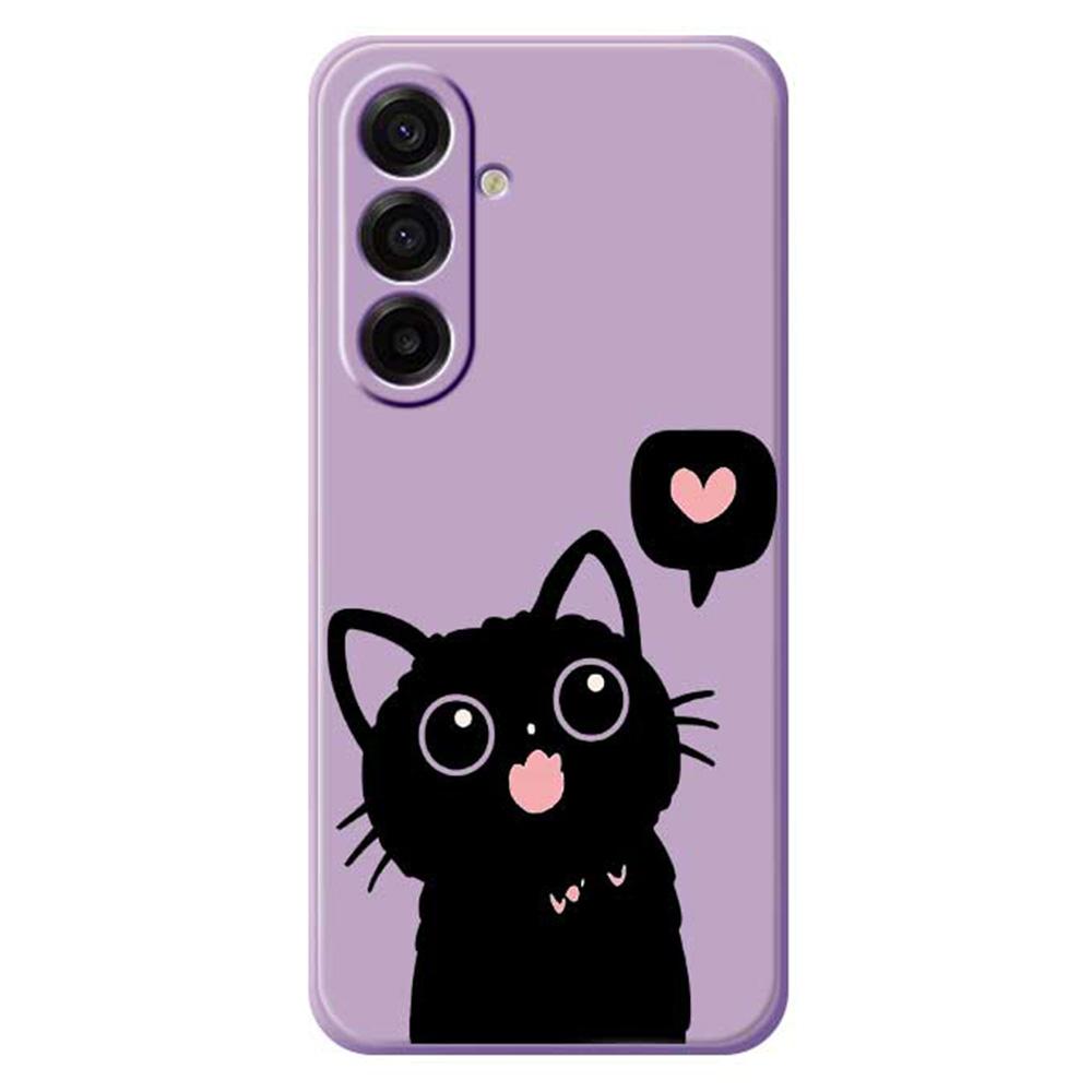 

For Samsung Galaxy A17 5G/A17 4G Case Love Black Cat Pattern Printing Straight Edge TPU Phone Back Cover