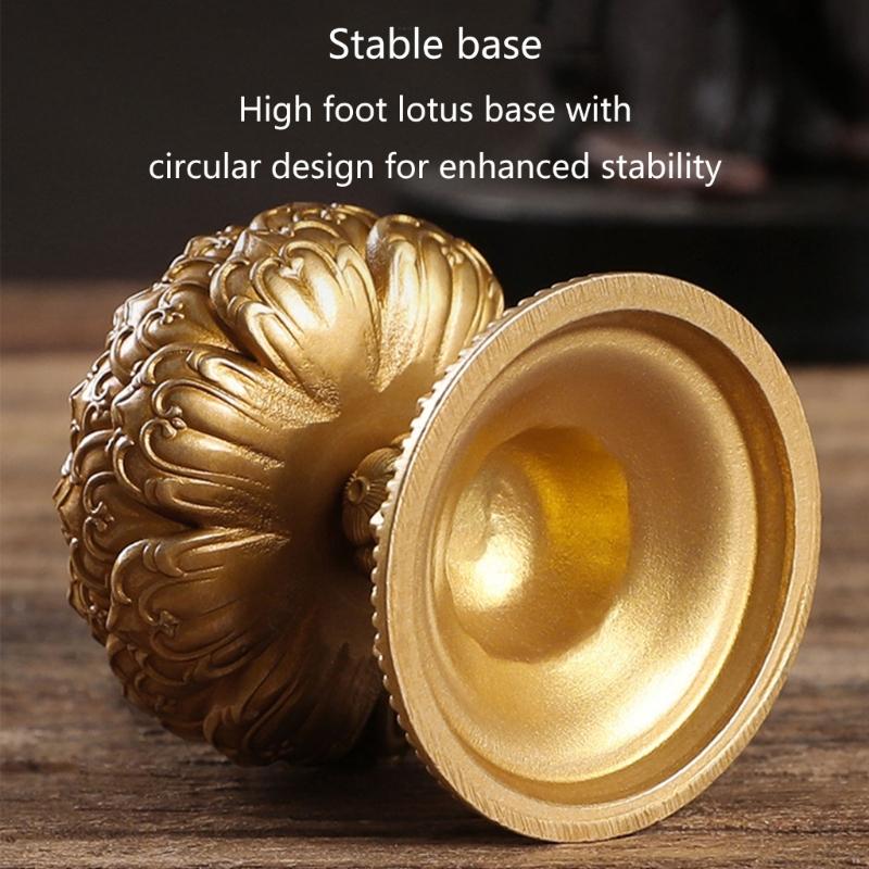 Flower Candle Holder Brass Butter Lamp Buddhist Temple Candlestick Base Religious Candle Cup Desktop Antique Decoration
