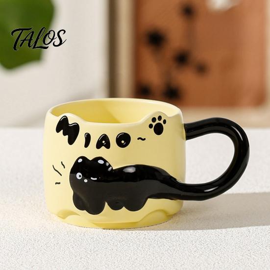 Adorable Ceramic Coffee Cup Cat Stackable Mugs 380ml Capacity Cute Theme Meow Cups Unique Kitchen Utensils Space-Saving Tea Gift for Lovers