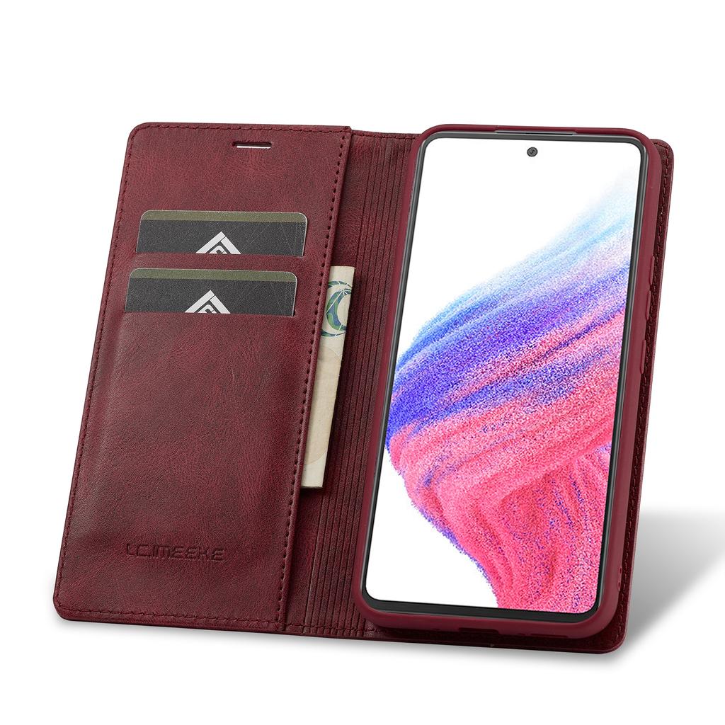 LC.IMEEKE For Samsung Galaxy S24+ Leather Case RFID Blocking Card Slots Phone Cover