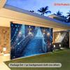 2D Luxurious Blue Sparkle Staircase Backdrop with Chandeliers
