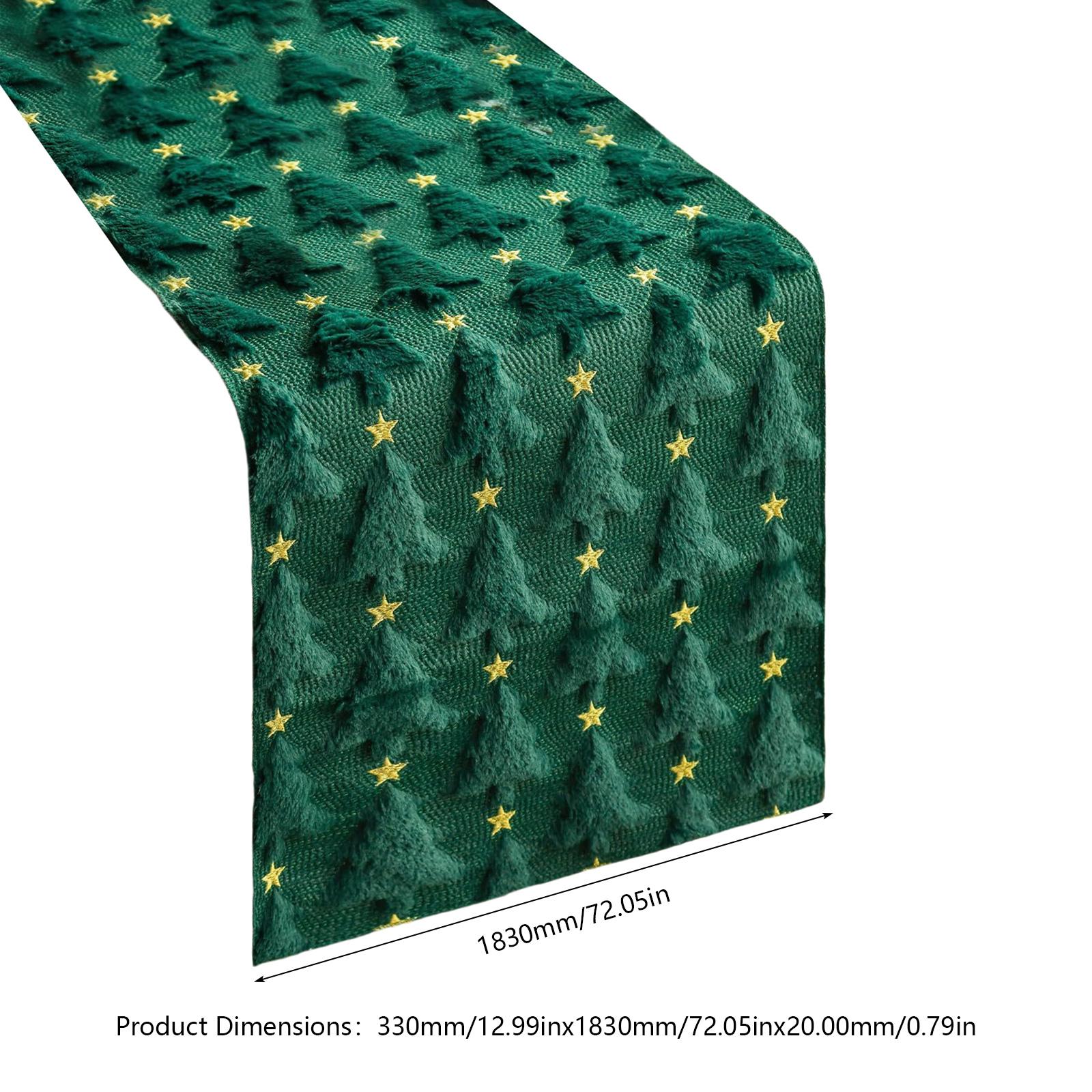 Green Christmas Tree Table Runner with Sequins Xmas Long Table Runner Dinner Table Cloth for Home Kitchen Dining Table Decor