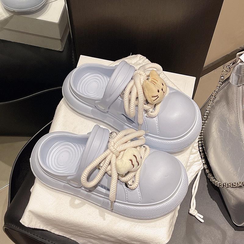 Cute Ugly Cute Big Head Hole Shoes Women Wear 2025 Spring and Summer New Straps Cartoon Versatile College Style Two Slippers
