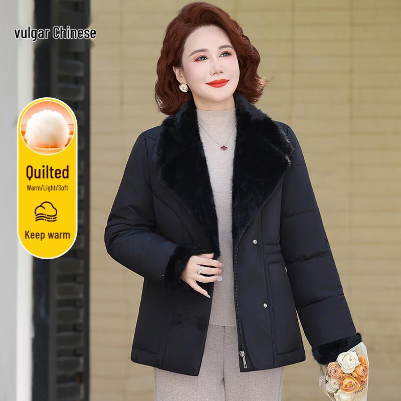 

Женская зимняя стеганая куртка с капюшоном для среднего возраста 3XL