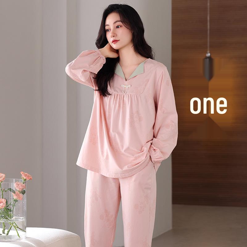 2024 Damen Langarm Baumwollpyjama: Neuer chinesischer Stil, Herbst/Frühling-Pullover für drinnen/draußen