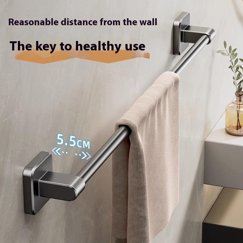 Two Layer Punch-Free Towels Holder Bar Bathroom Storage Rack Towel Rack Organizer Wall-Mounted Towel Shelf