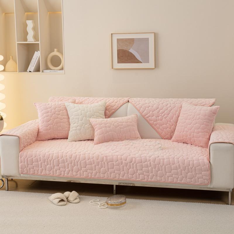 Plush Stone Pattern Sofa Cushion Winter Thickened Non-Slip Quilted Cushion Simple Modern Sofa Cover Cover Cloth