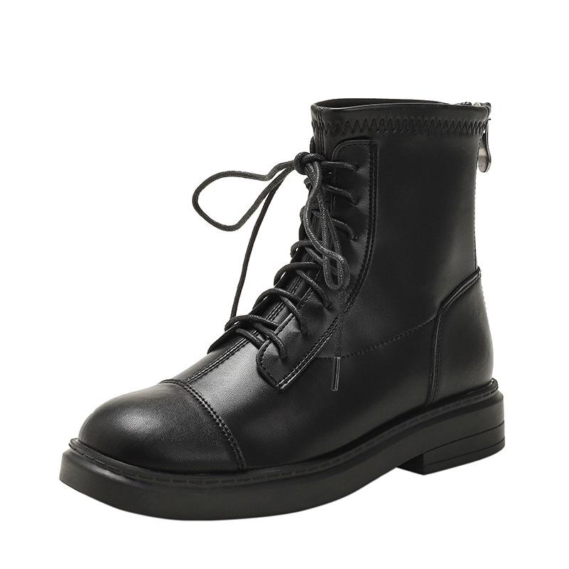 Bottes Martin style britannique pour femmes 2025: Cuir Véritable, Marron, À Lacets, Semelle Plate, Avec Velours, Bottines Courtes pour Automne/Hiver.