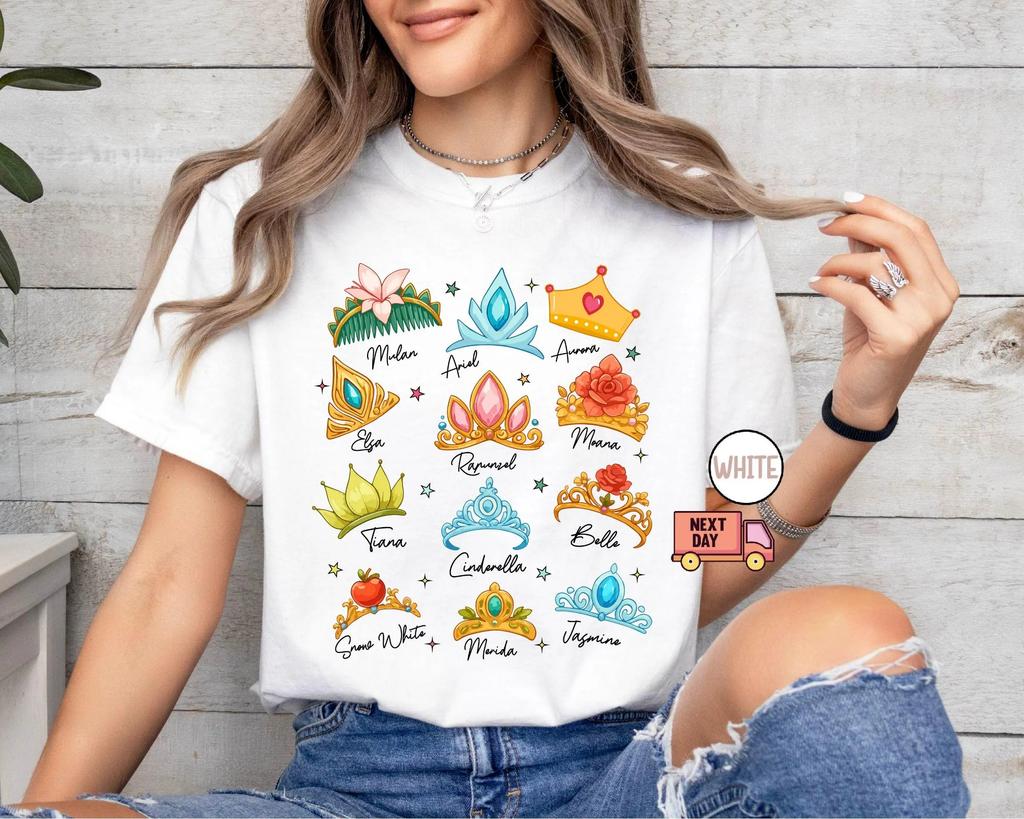 2026 Summer Princess Crown Graphic Tshirt Unisex Unisex Fashion Cotton Quality Casual Loose Short Sleeve Classic Unisex