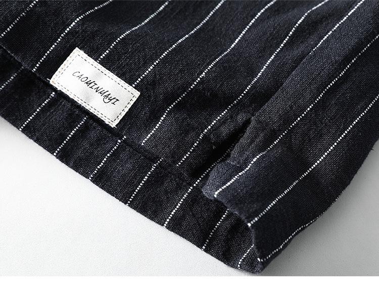 2023 Herren Gestreifte Baumwolle Leinen Freizeitshorts - Atmungsaktiv, Locker sitzend, Übergröße für Sommer