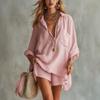2026 Summer Women's Cotton Linen Beach Shorts & Shirt Set