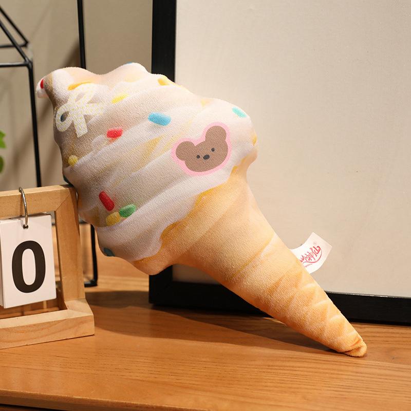 Cartoon Simulation Strawberry Matcha Ice Cream Pillow Doll Plush Toy Cone Ice Cream Doll Gift