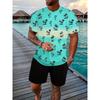 3D Coconut Print Classic Hawaiian Suit 2024 Summer Men's and Women's Gradient T-Shirt Shorts 2-Piece Beach Vacation Tracksuit