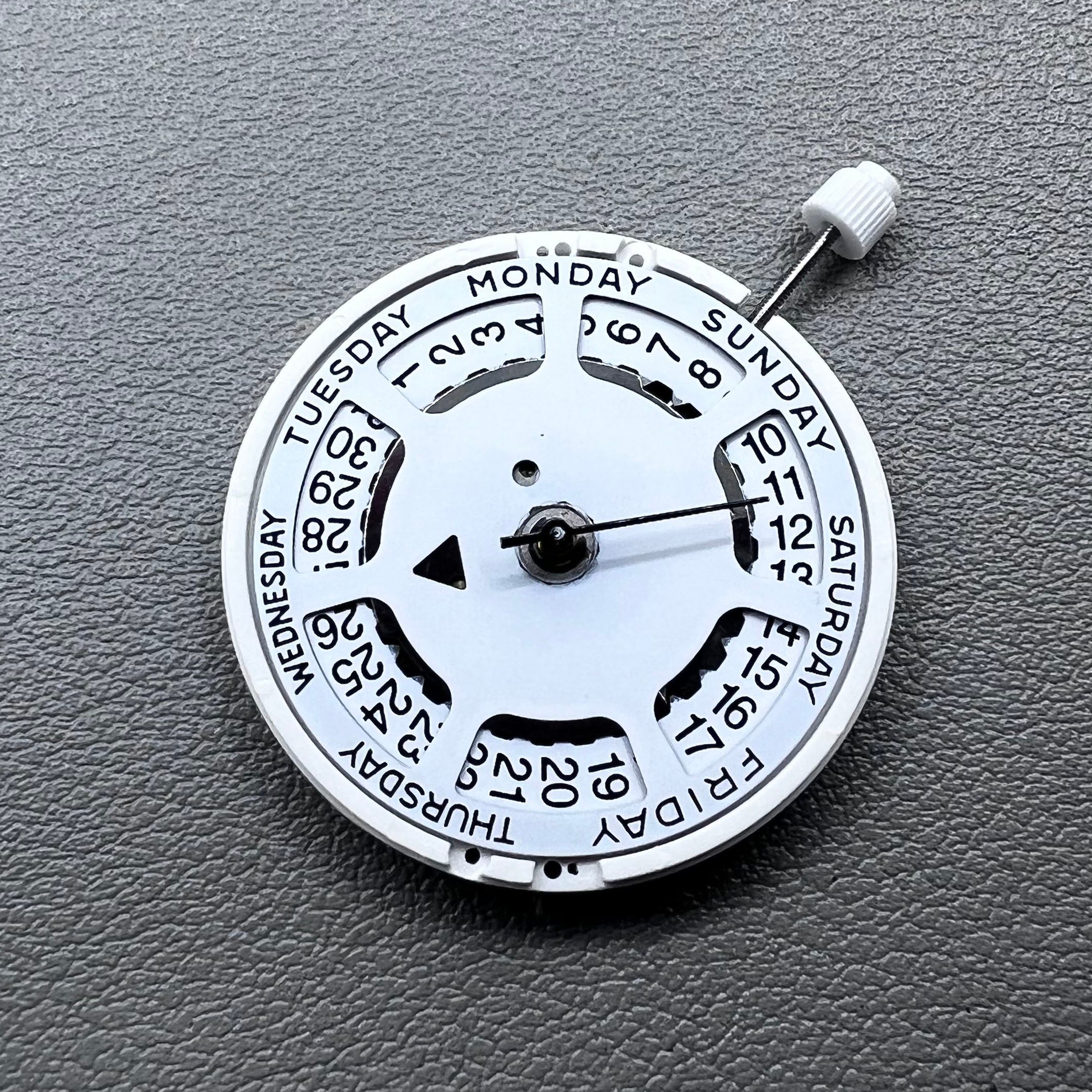 Swiss ISA 1198 Quartz Movement Day Date White Dial Date@3