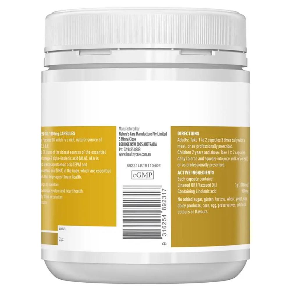 Healthy Care Super Flaxseed Oil 1000mg 200c X 6