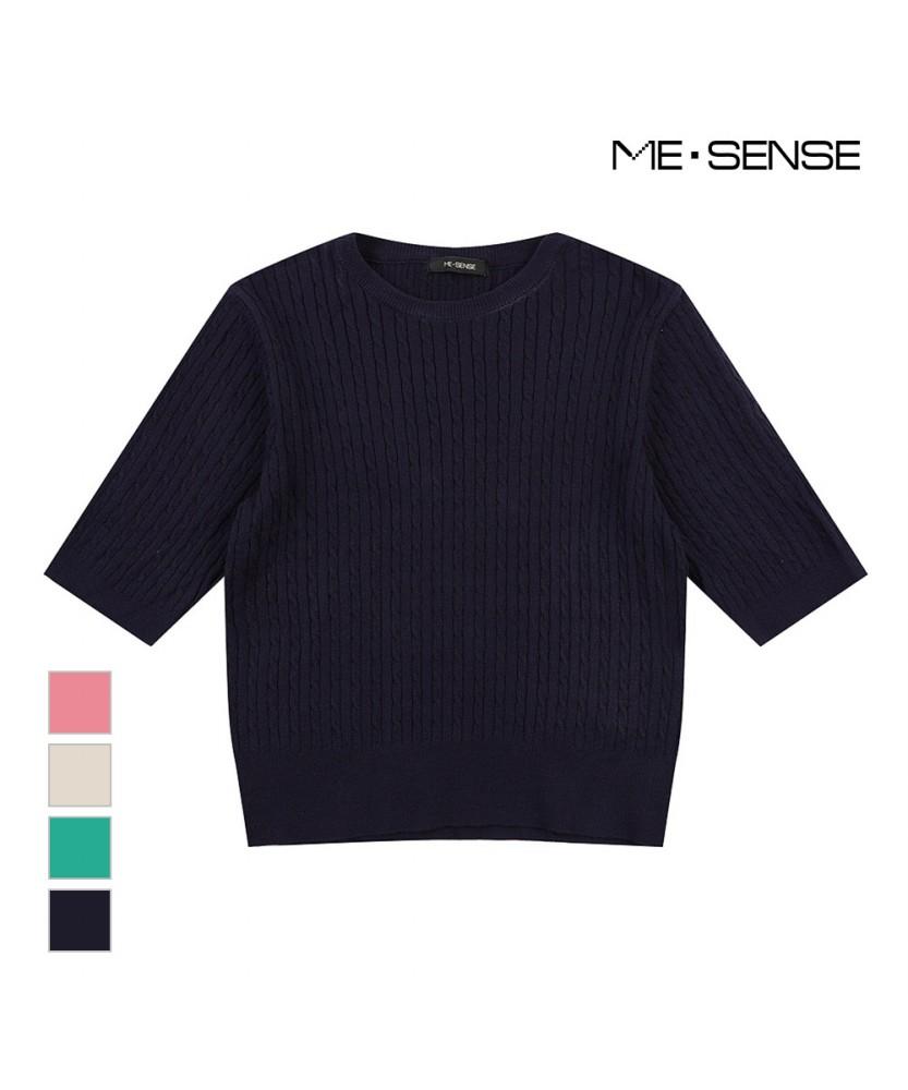 MESENSE Cable Knit Short Sleeve Knit_Mb35Kns311Z